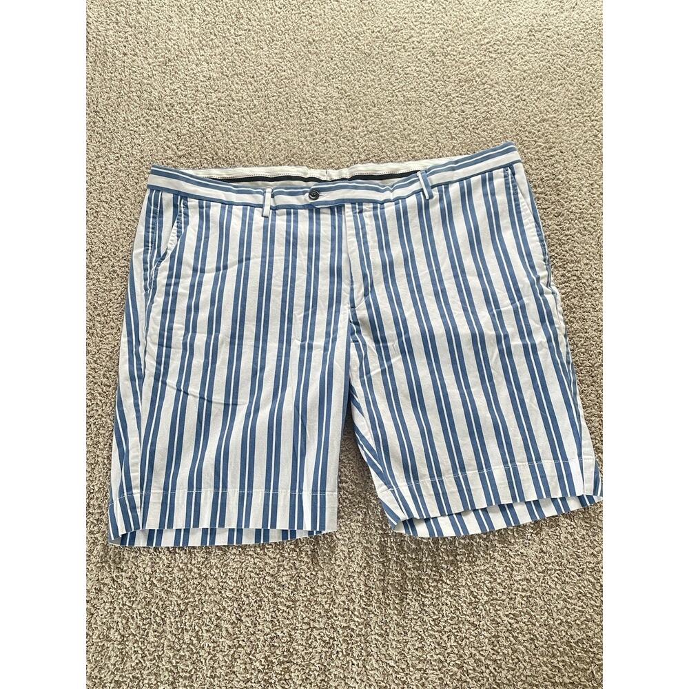 Hackett Vintage Mens Kensington Slim Striped Cotton Shorts Blue White Size 42